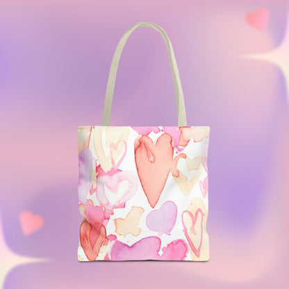 Watercolor Valentine Hearts Tote Bag