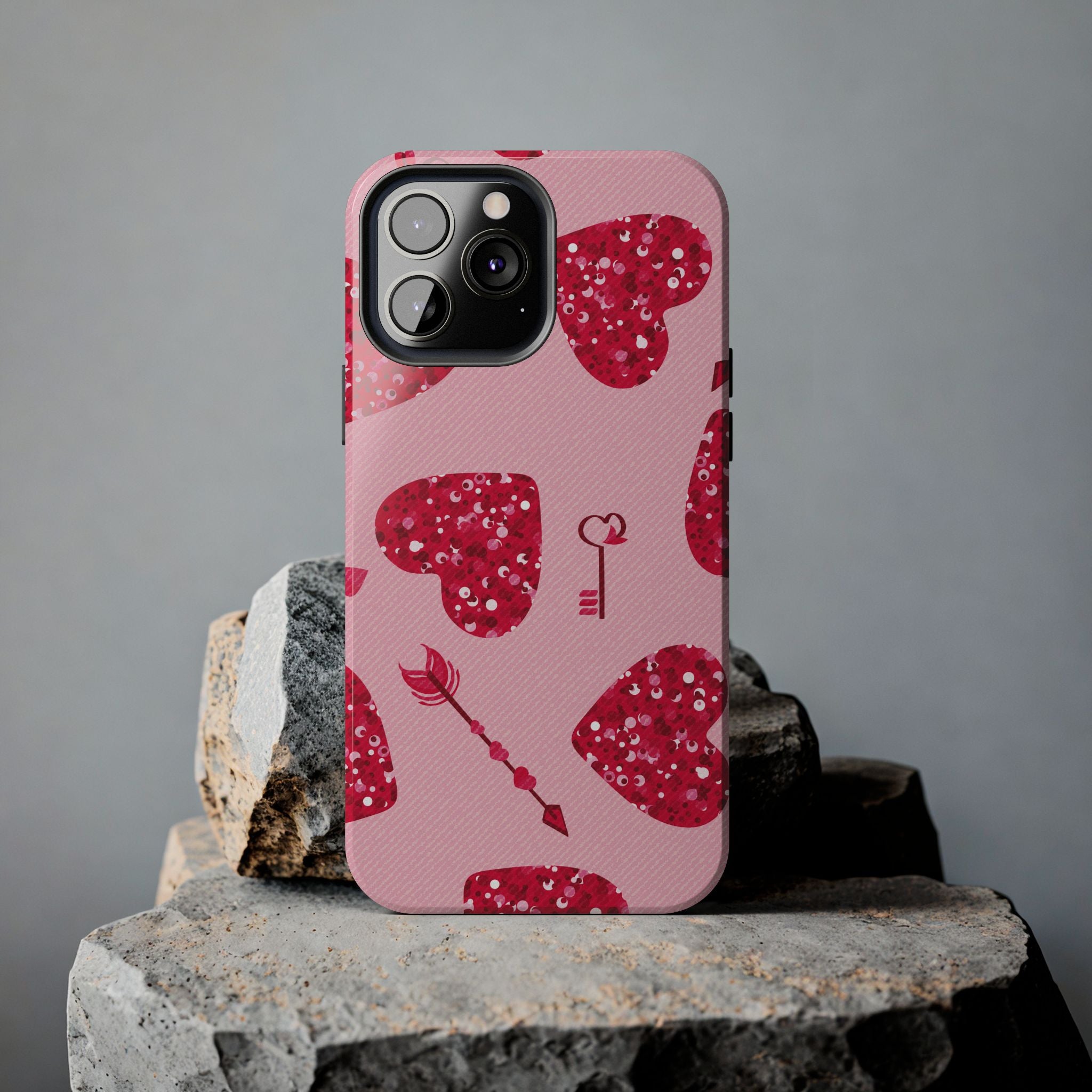 Sparkling Red Hearts Phone Case (Apple & Android)