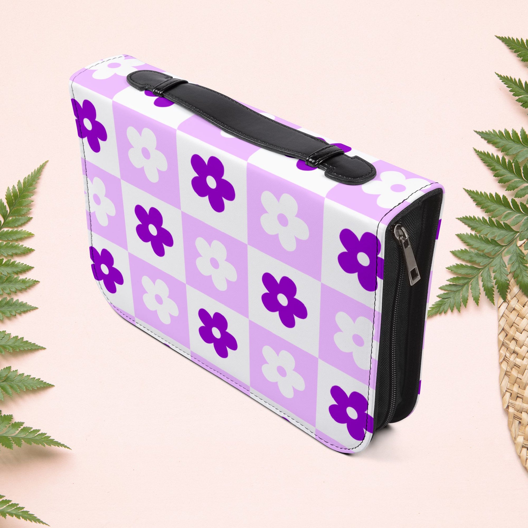 Checkered Orchid Floral Book Cover