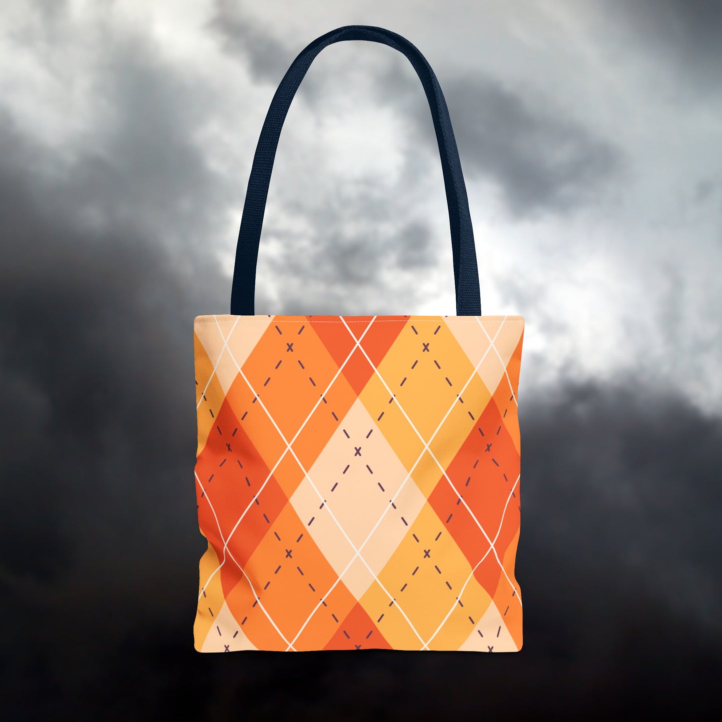 Orange Argyle Halloween Tote Bag