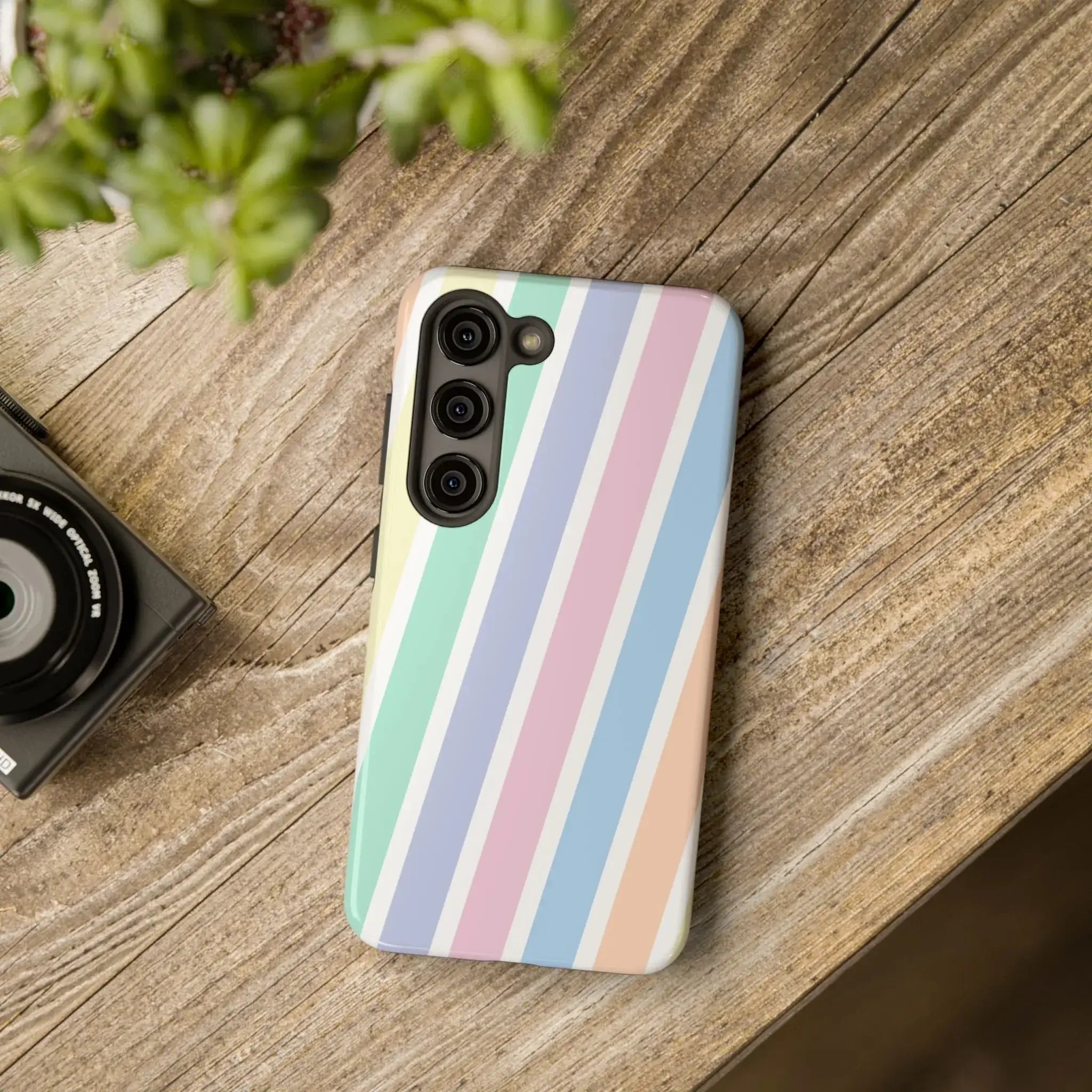 Pretty Pastel Lines Phone Case (Apple & Android) - Pink Sweetheart