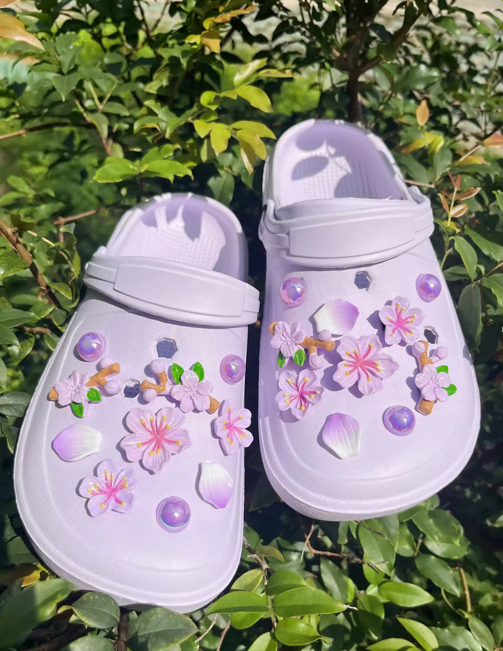 Periwinkle Plum Florals Clog Charms Set