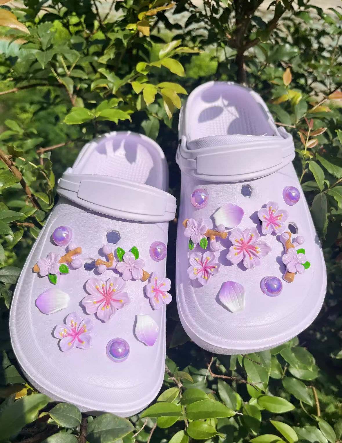 Periwinkle Plum Florals Clog Charms Set