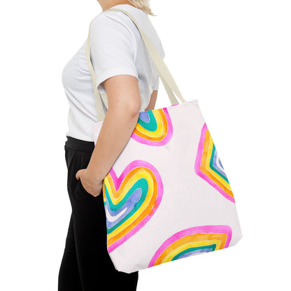 Rainbow Hearts Tote Bag