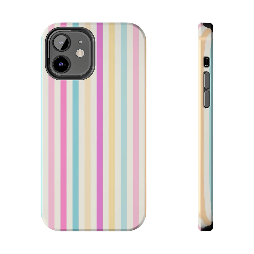 Pastel Candy Stripes Phone Cases (Apple & Android) - Pink Sweetheart