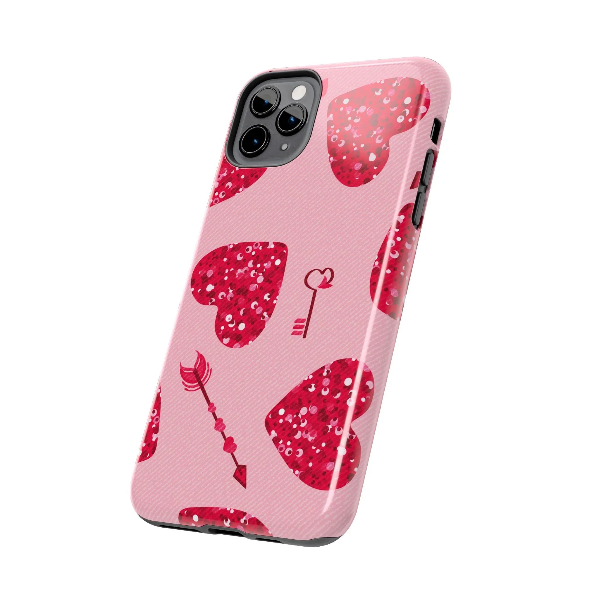 Sparkling Red Hearts Phone Case (Apple & Android) - Pink Sweetheart