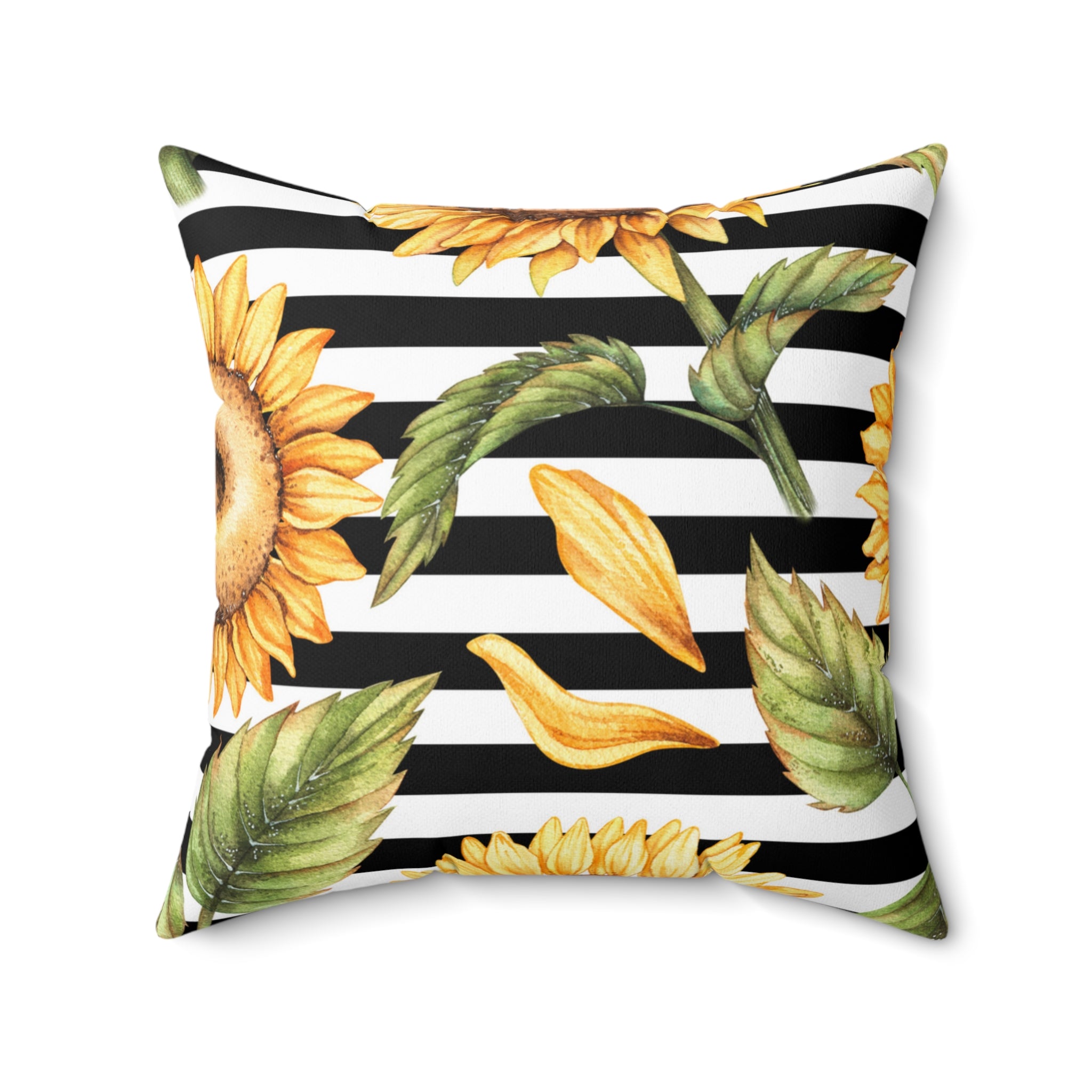 Stripes & Sunflowers Square Pillow