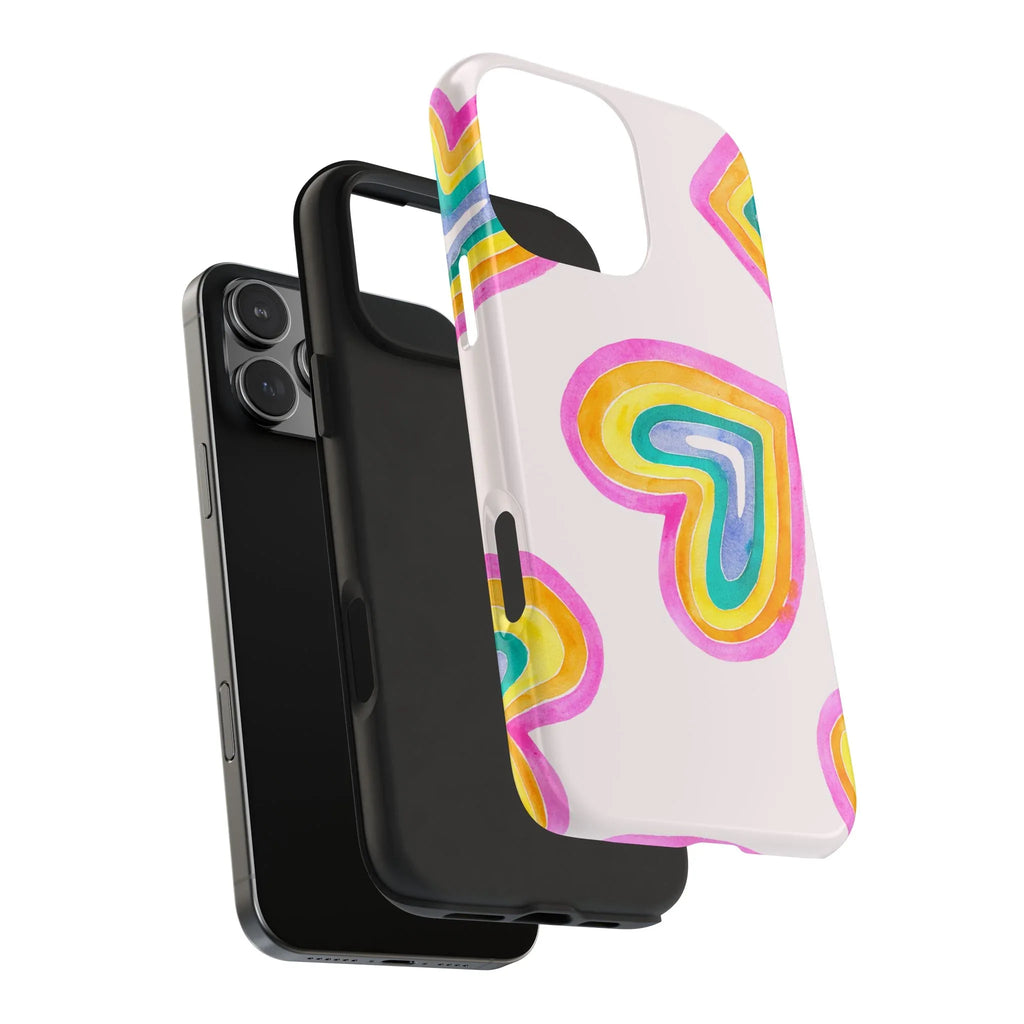 Rainbow Hearts Phone Case (Apple & Android) - Pink Sweetheart