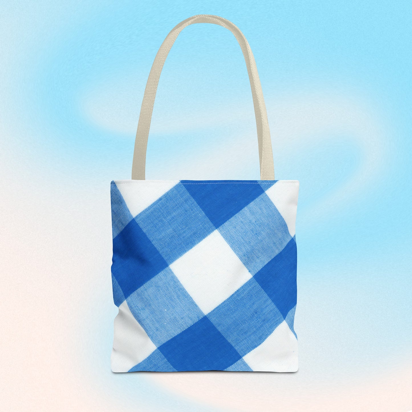 Chic Blue Gingham Tote Bag