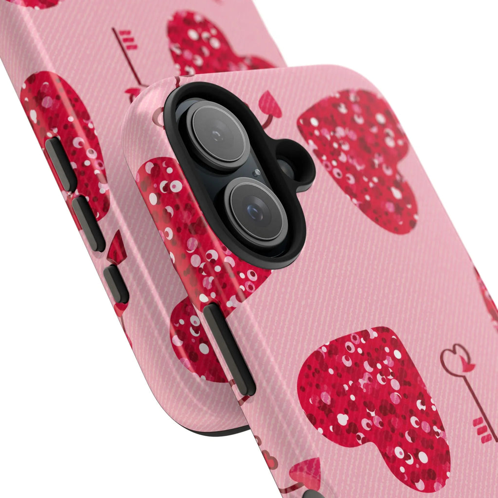 Sparkling Red Hearts Phone Case (Apple & Android) - Pink Sweetheart