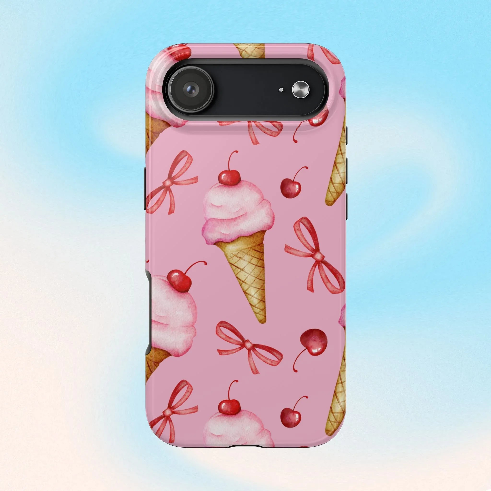 Cherry on Top Ice Cream Phone Case (Apple & Android) - Pink Sweetheart