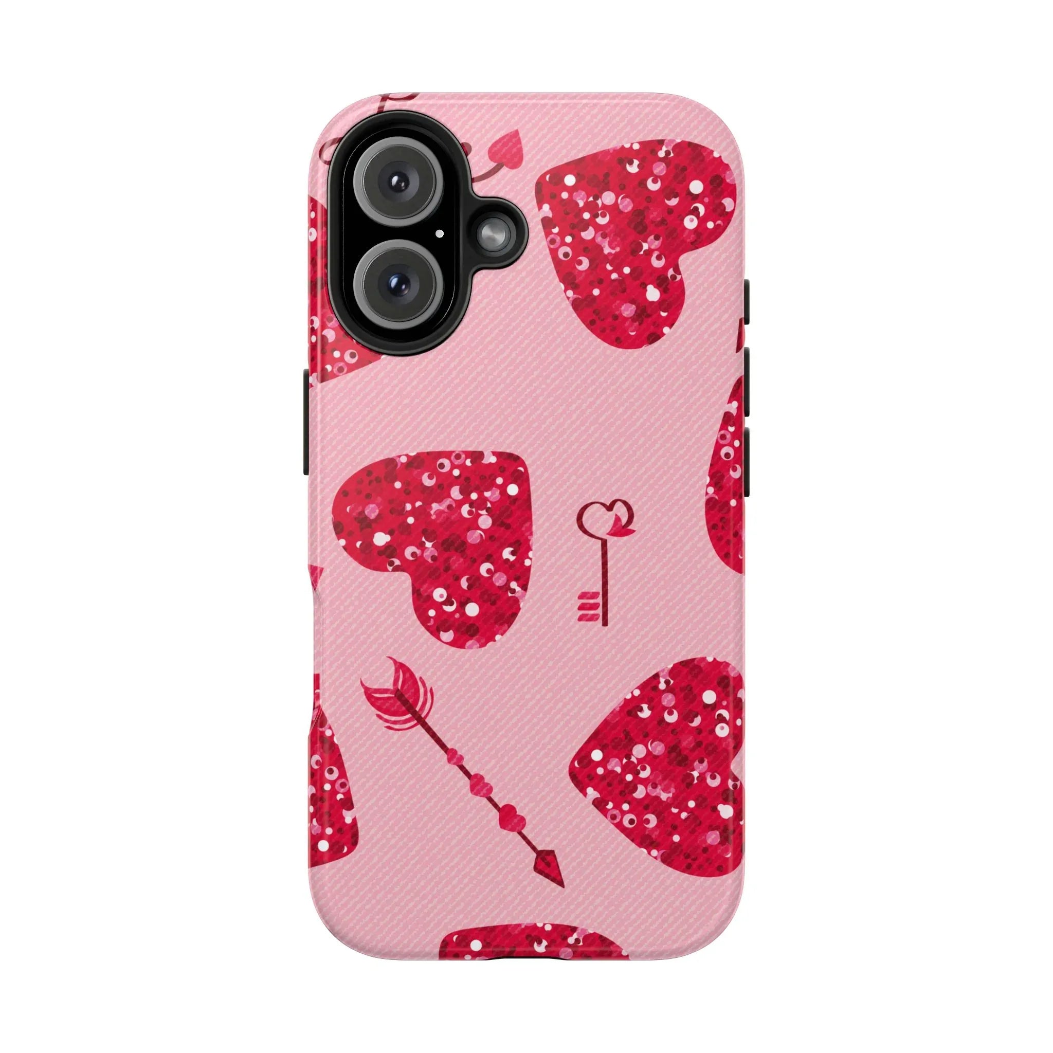 Sparkling Red Hearts Phone Case (Apple & Android) - Pink Sweetheart
