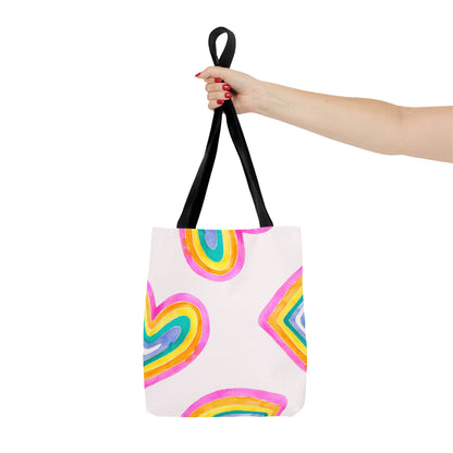 Rainbow Hearts Tote Bag