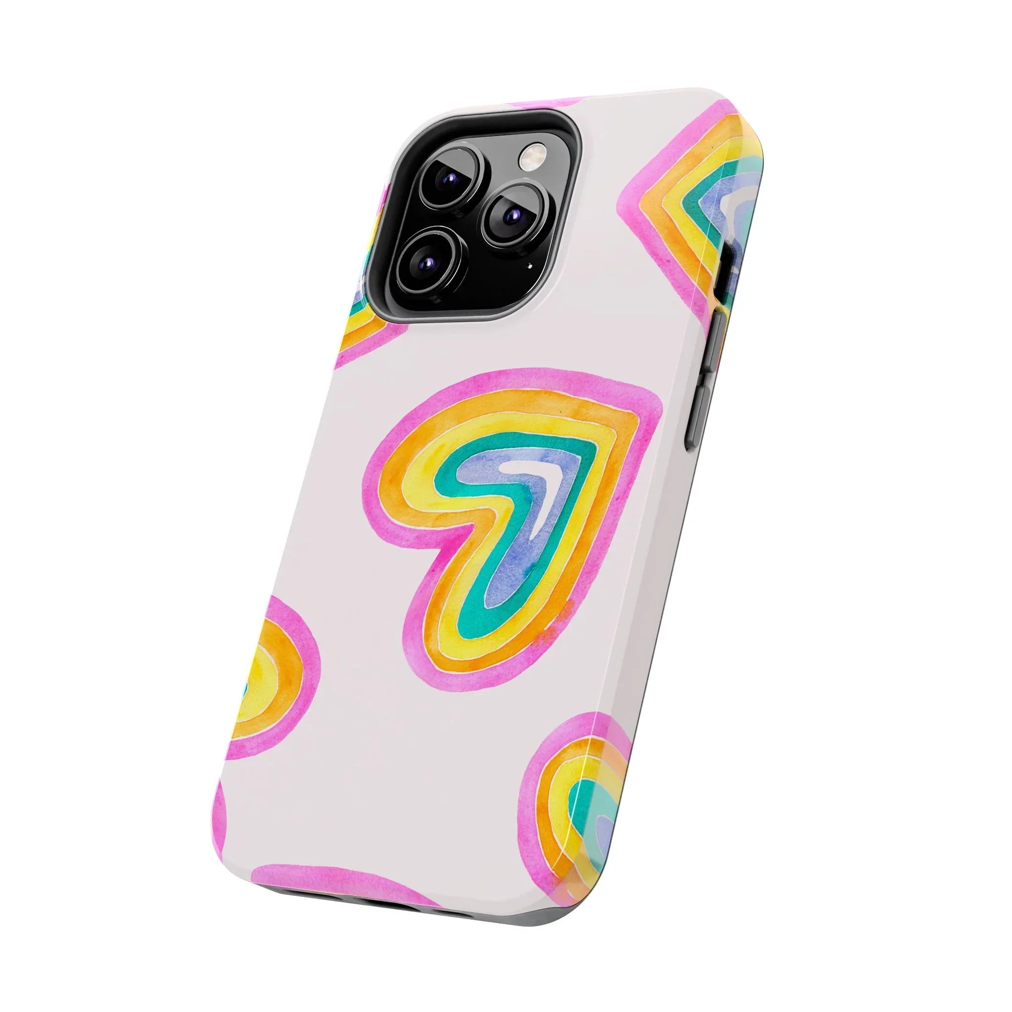 Rainbow Hearts Phone Case (Apple & Android) - Pink Sweetheart