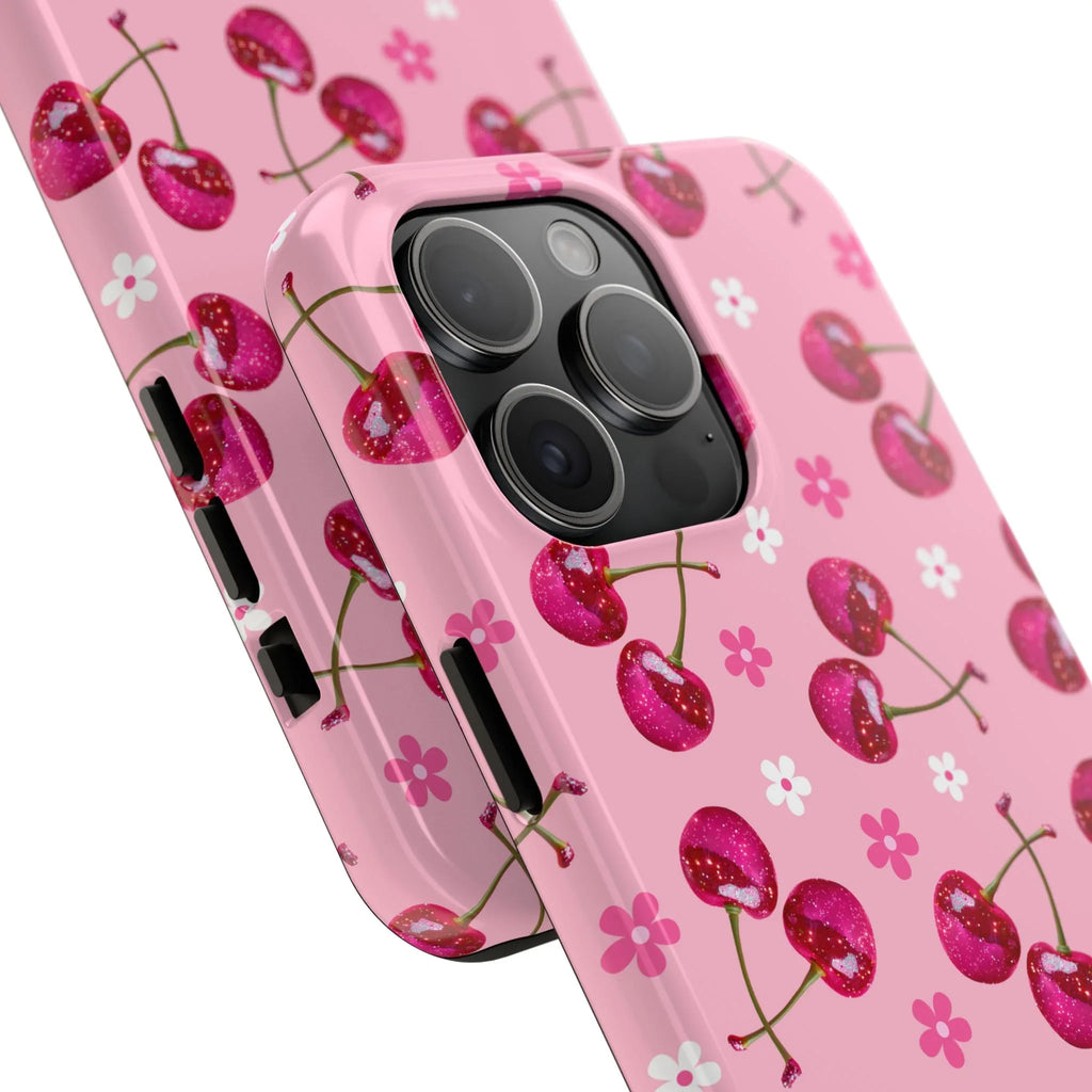 Pink Cherry Sparkle Pattern Tough Phone Case (Apple & Android) - Pink Sweetheart