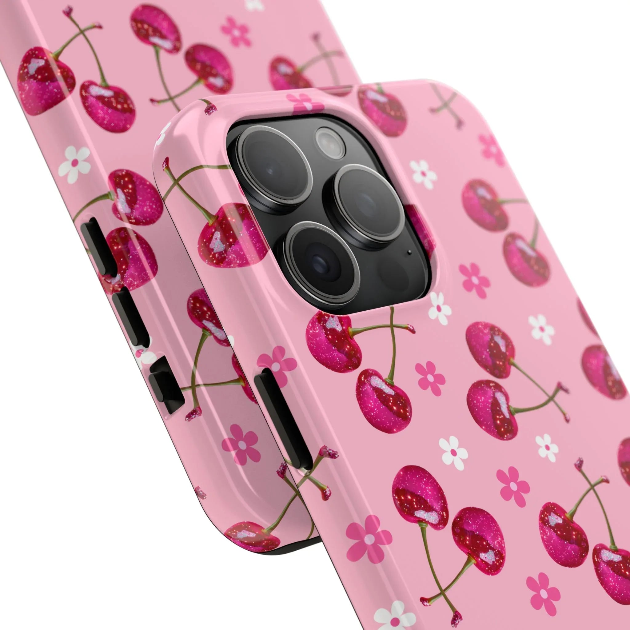 Pink Cherry Sparkle Pattern Tough Phone Case (Apple & Android) - Pink Sweetheart