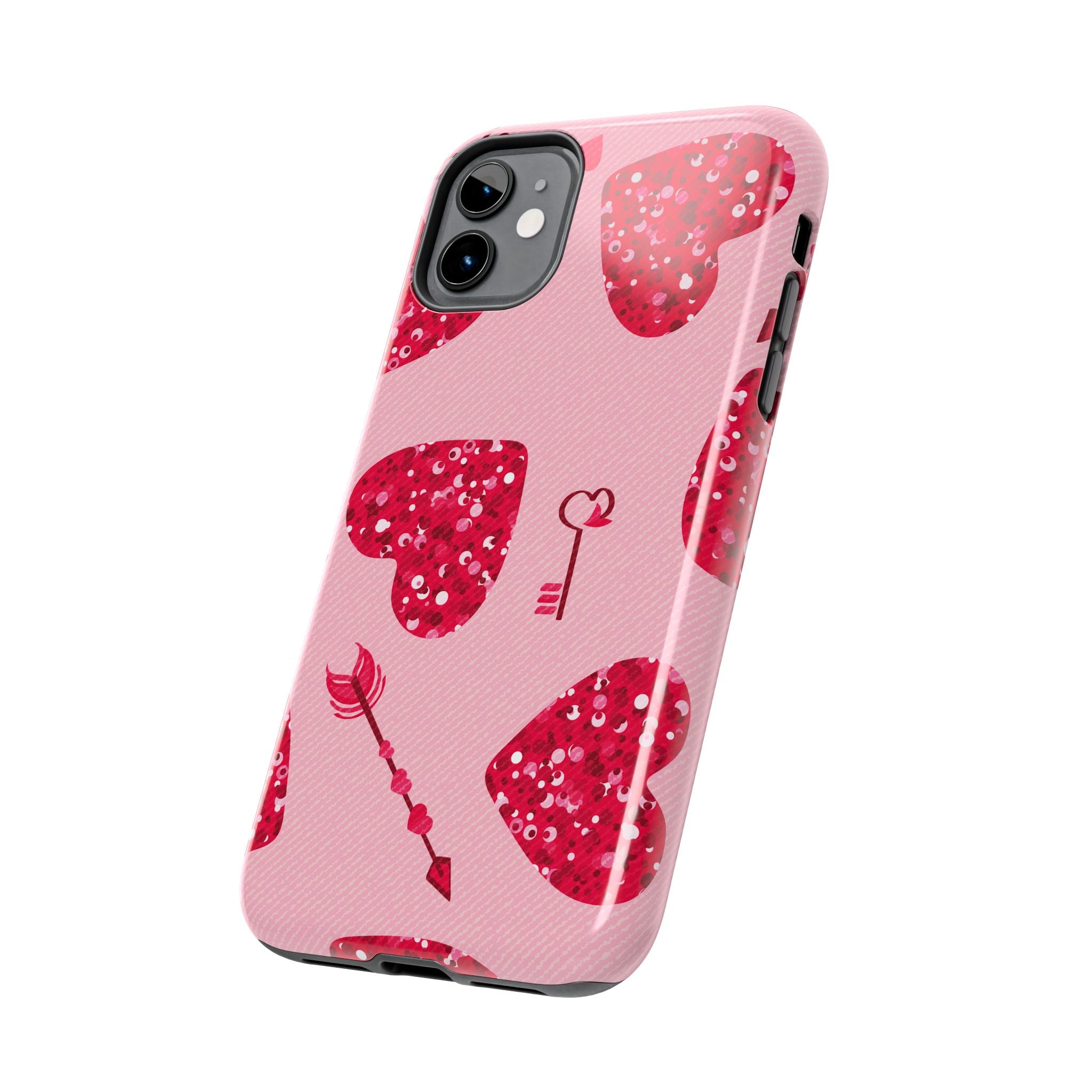 Sparkling Red Hearts Phone Case (Apple & Android)