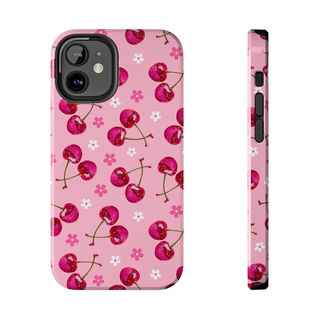 Pink Cherry Sparkle Pattern Tough Phone Case (Apple & Android) - Pink Sweetheart