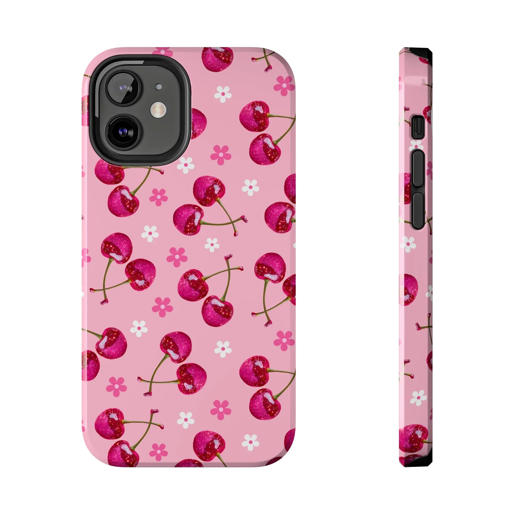 Pink Cherry Sparkle Pattern Tough Phone Case (Apple & Android) - Pink Sweetheart