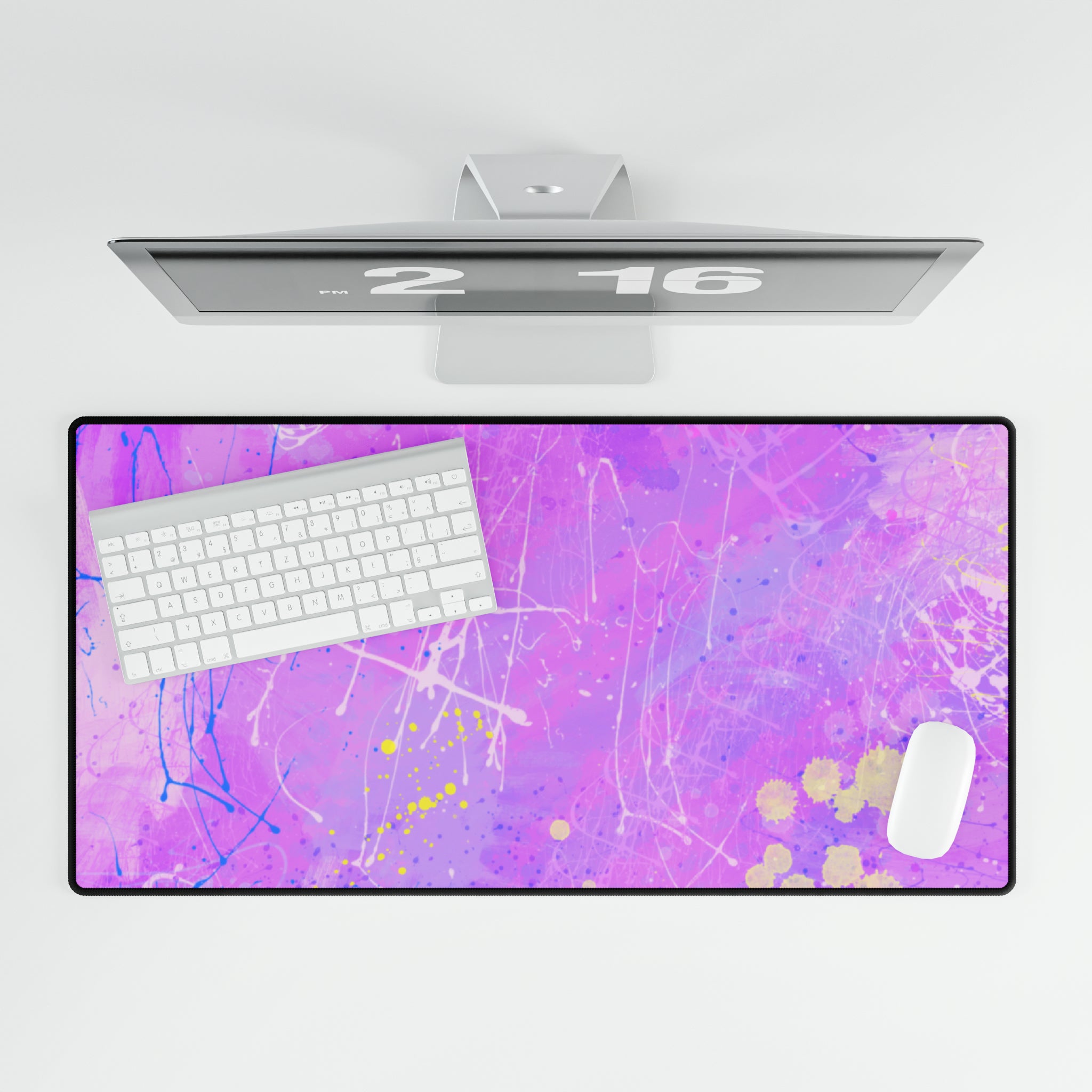 Purple Paint Splash Desk Mat
