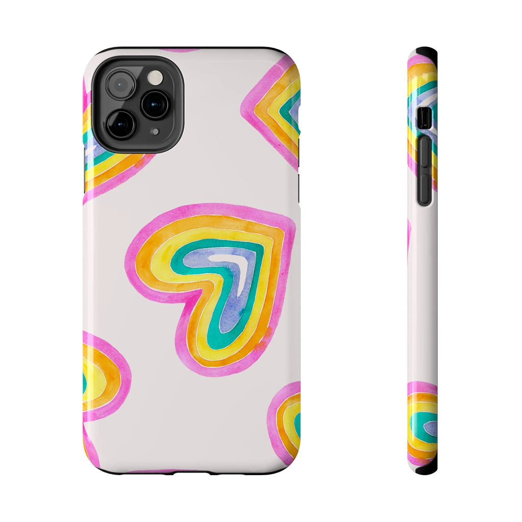 Rainbow Hearts Phone Case (Apple & Android) - Pink Sweetheart