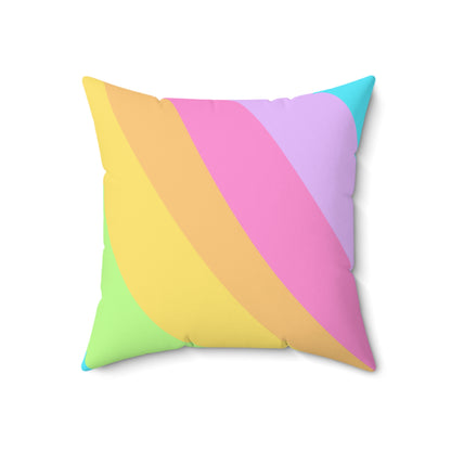 Neon Rainbow Swirl Square Pillow