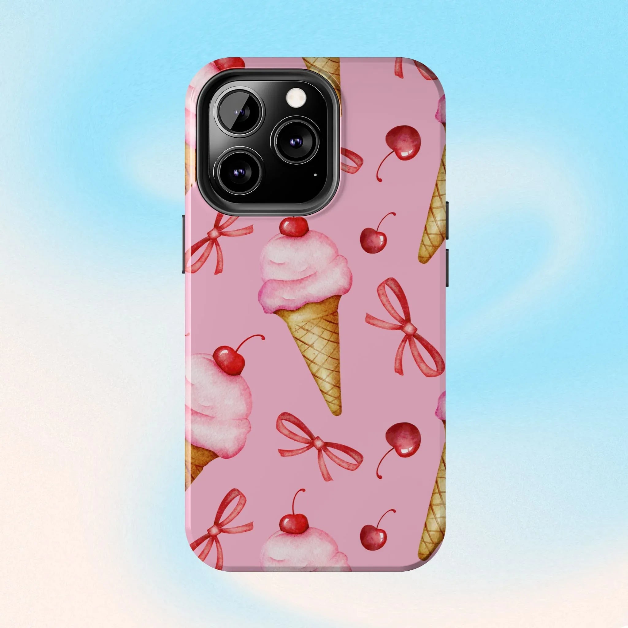 Cherry on Top Ice Cream Phone Case (Apple & Android) - Pink Sweetheart