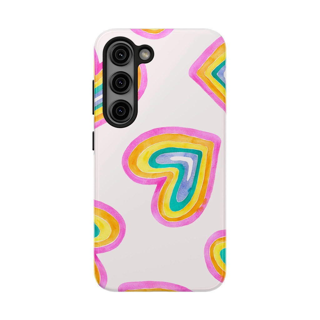 Rainbow Hearts Phone Case (Apple & Android) - Pink Sweetheart