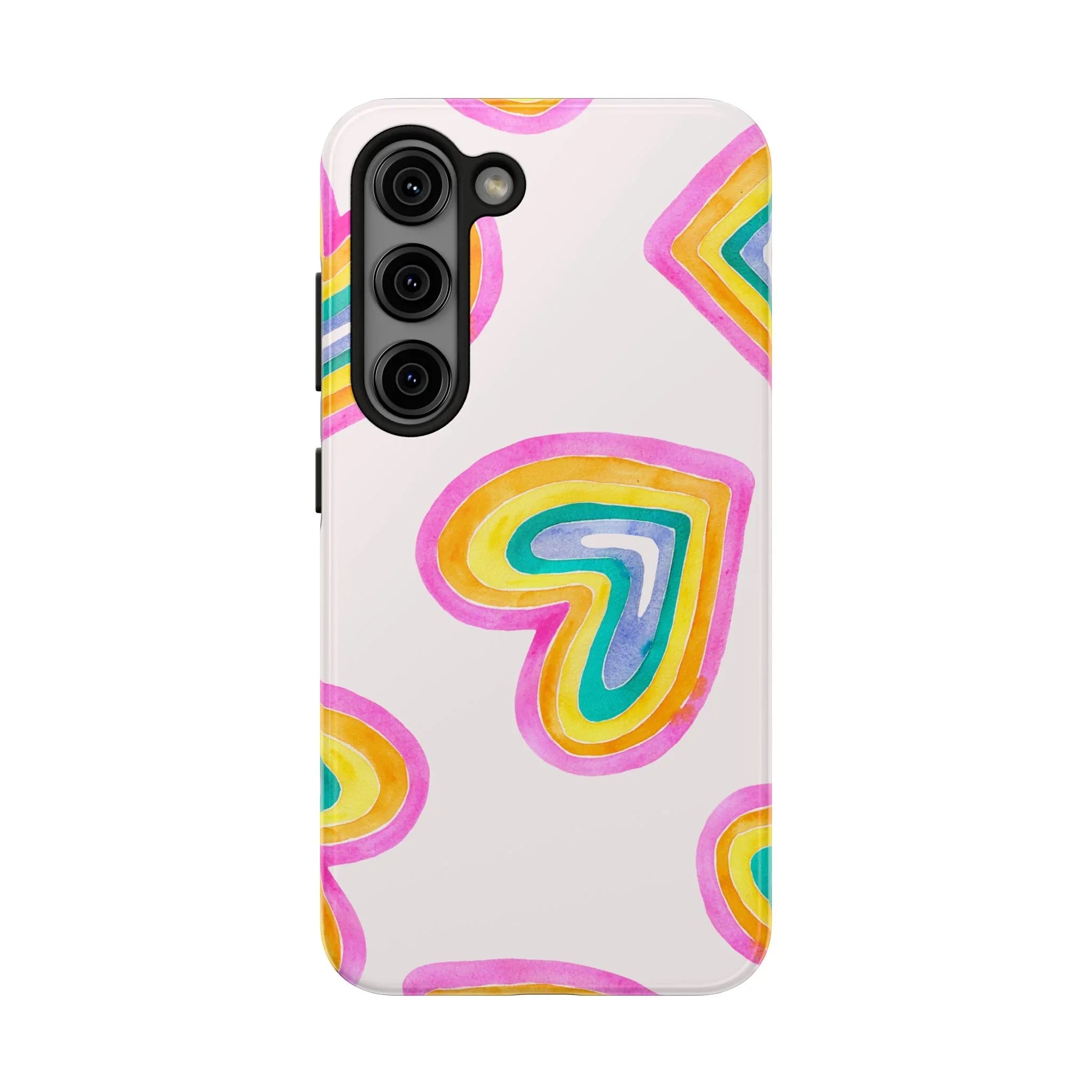 Rainbow Hearts Phone Case (Apple & Android) - Pink Sweetheart