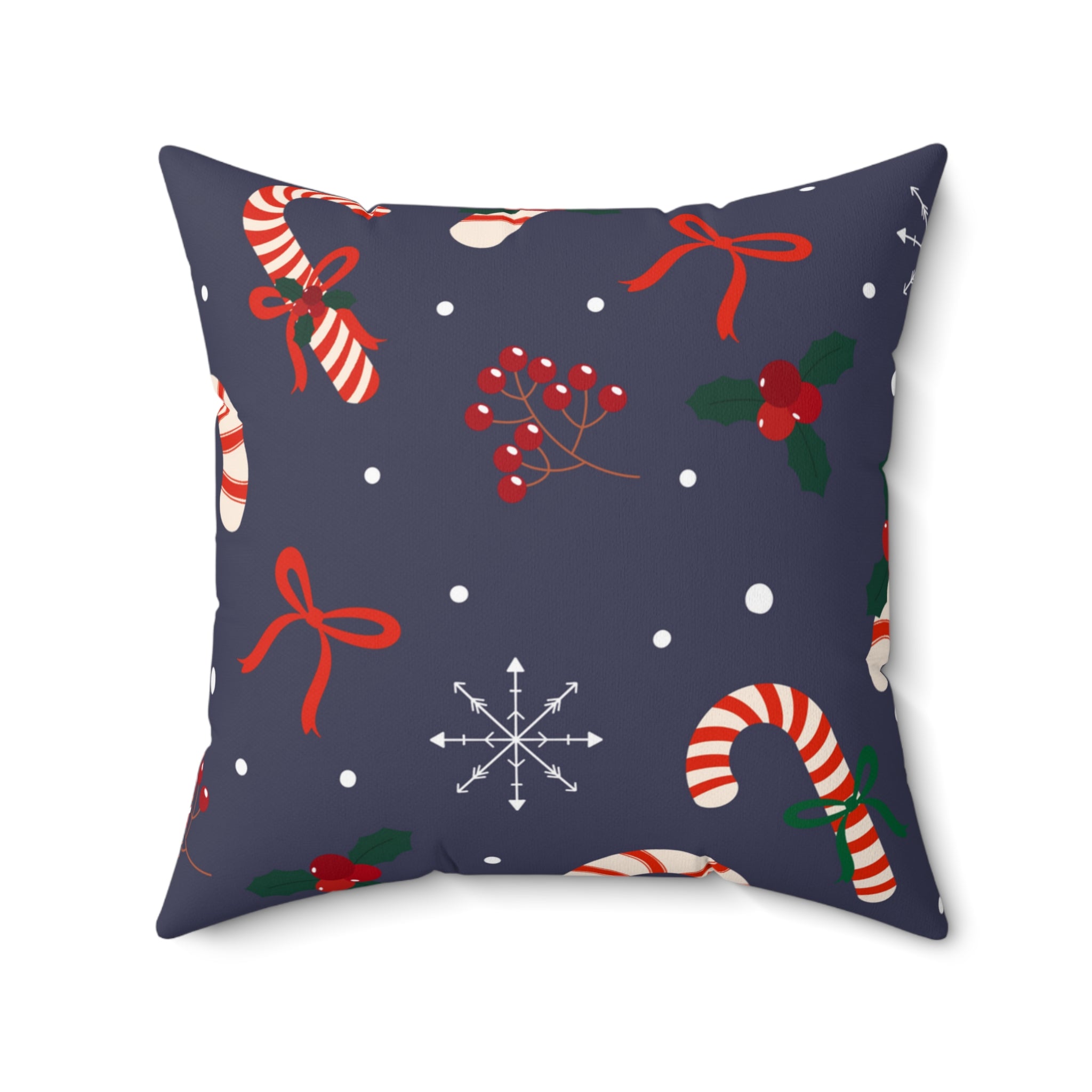 Winter Peppermint Candy Square Pillow