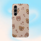 Boho Brown Bear Phone Case (Apple & Android) - Pink Sweetheart