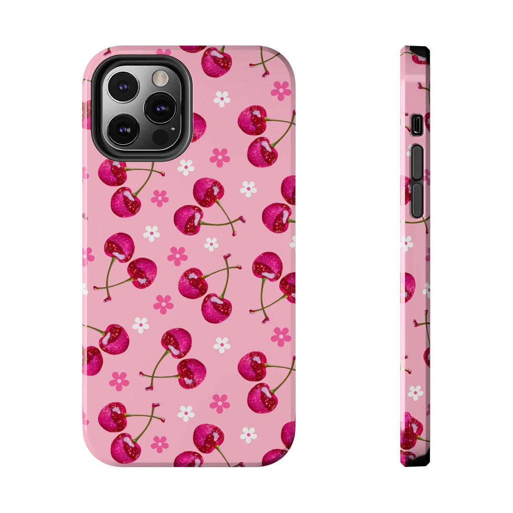 Pink Cherry Sparkle Pattern Tough Phone Case (Apple & Android) - Pink Sweetheart