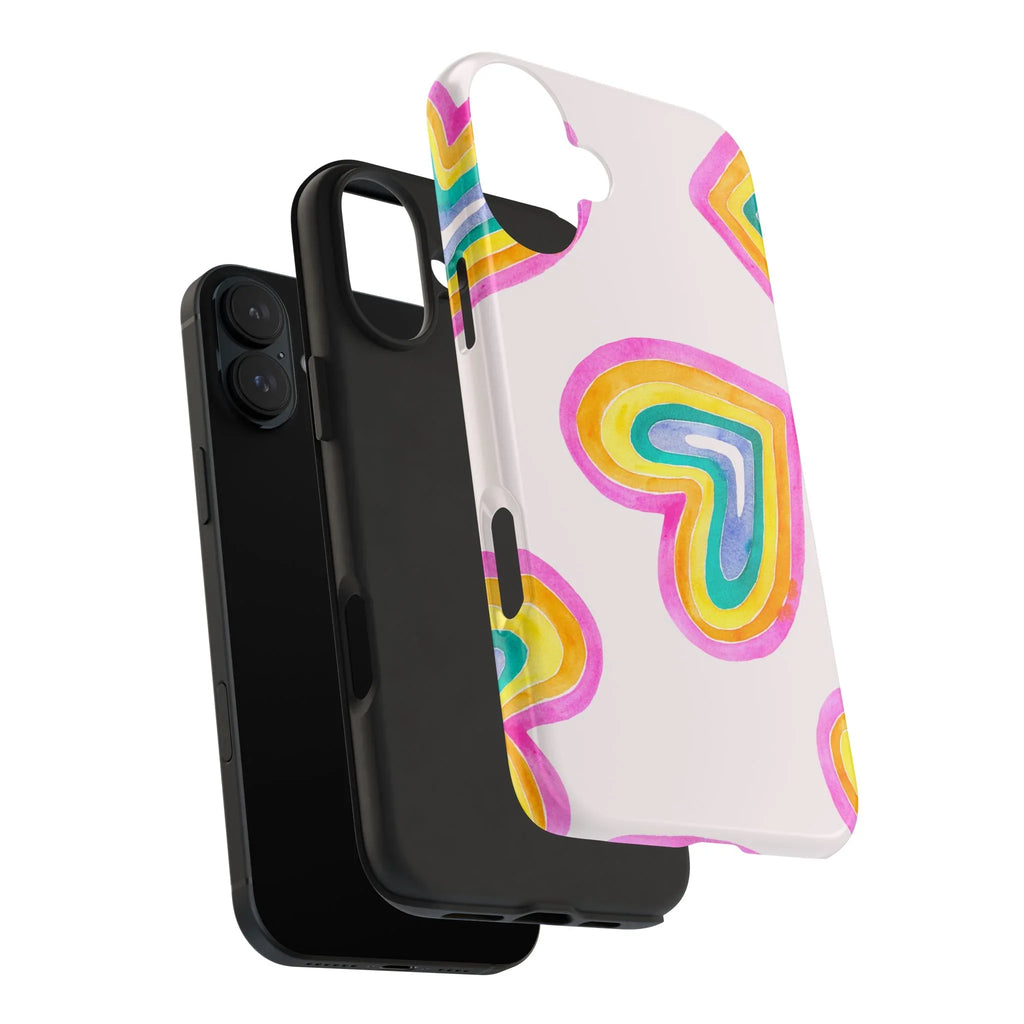Rainbow Hearts Phone Case (Apple & Android) - Pink Sweetheart