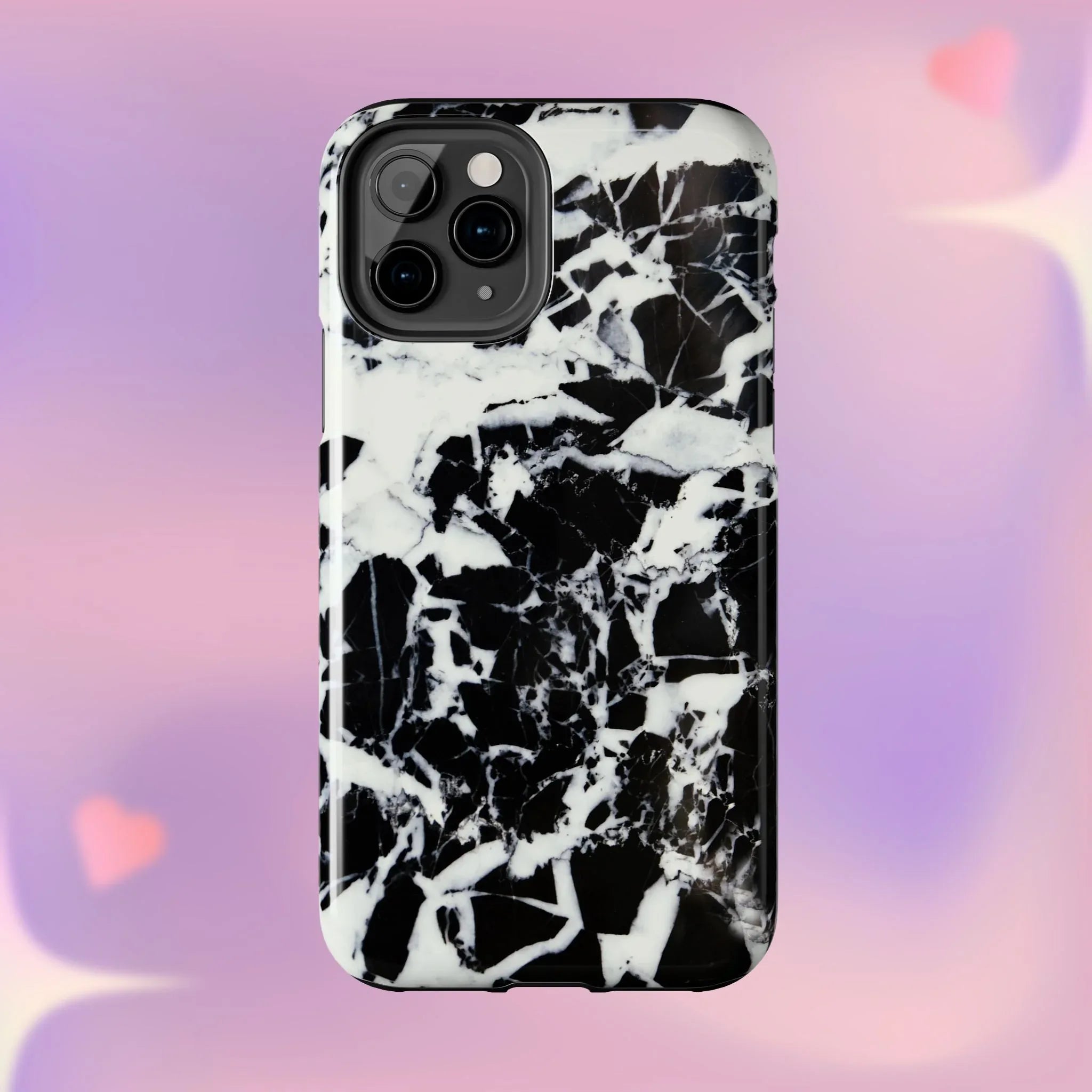 Black & White Shattered Phone Case (Apple & Android) - Pink Sweetheart