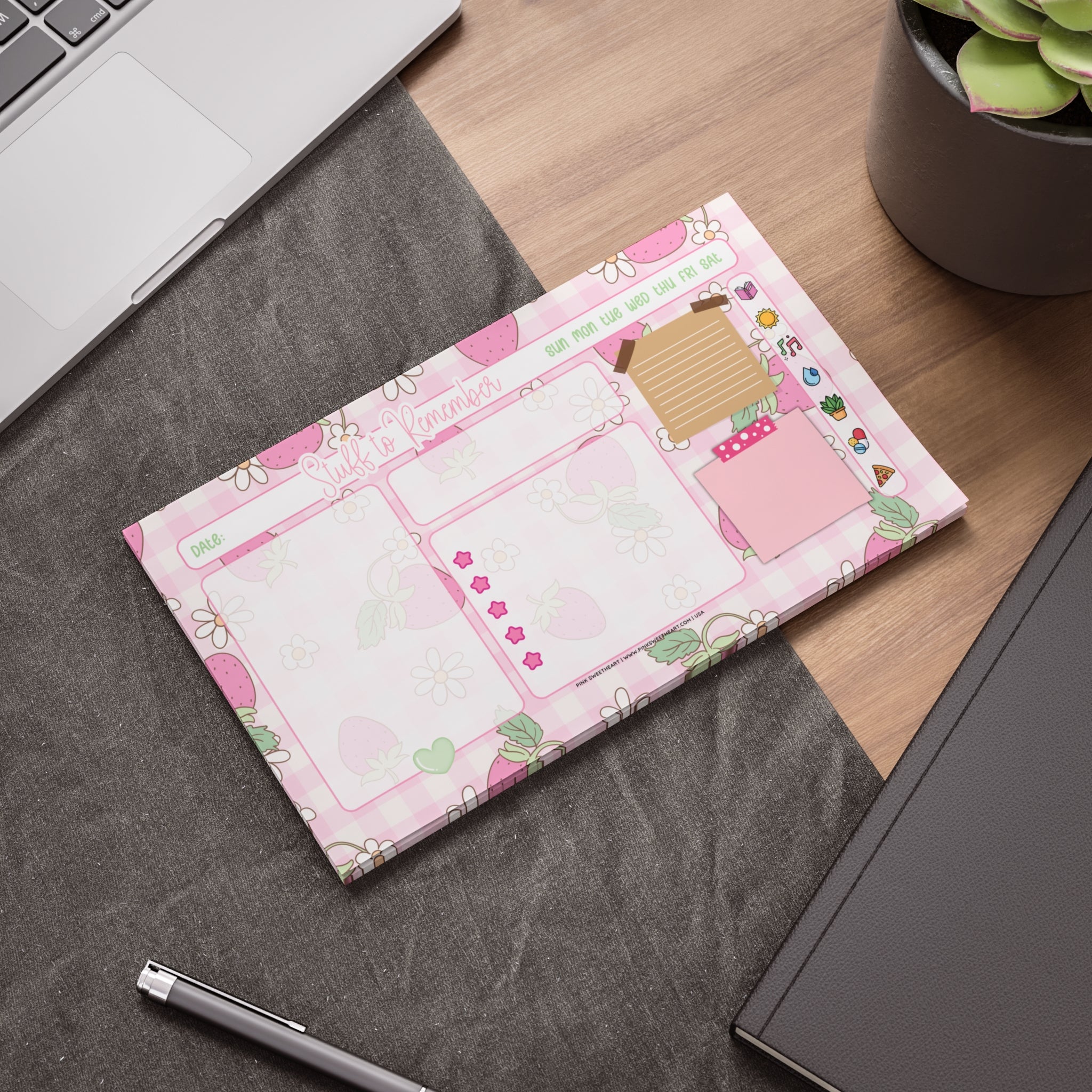 Blooming Strawberries Sticky Note Pad