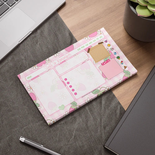 Blooming Strawberries Sticky Note Pad - Pink Sweetheart