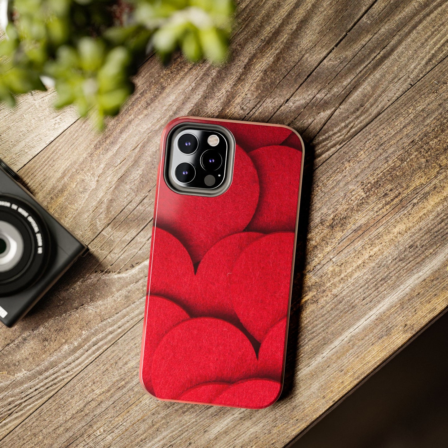 Big Red Felt Hearts Phone Case