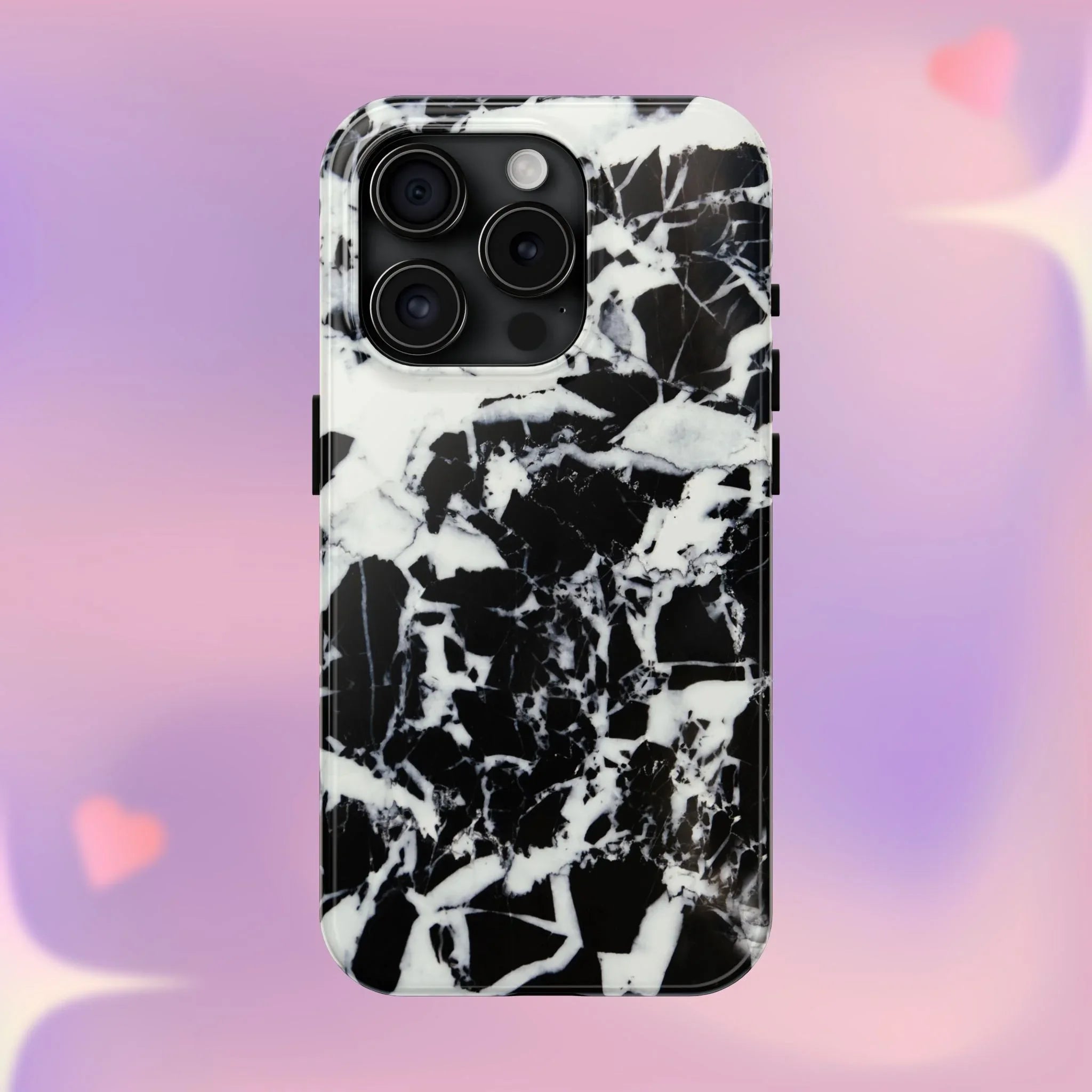 Black & White Shattered Phone Case (Apple & Android) - Pink Sweetheart