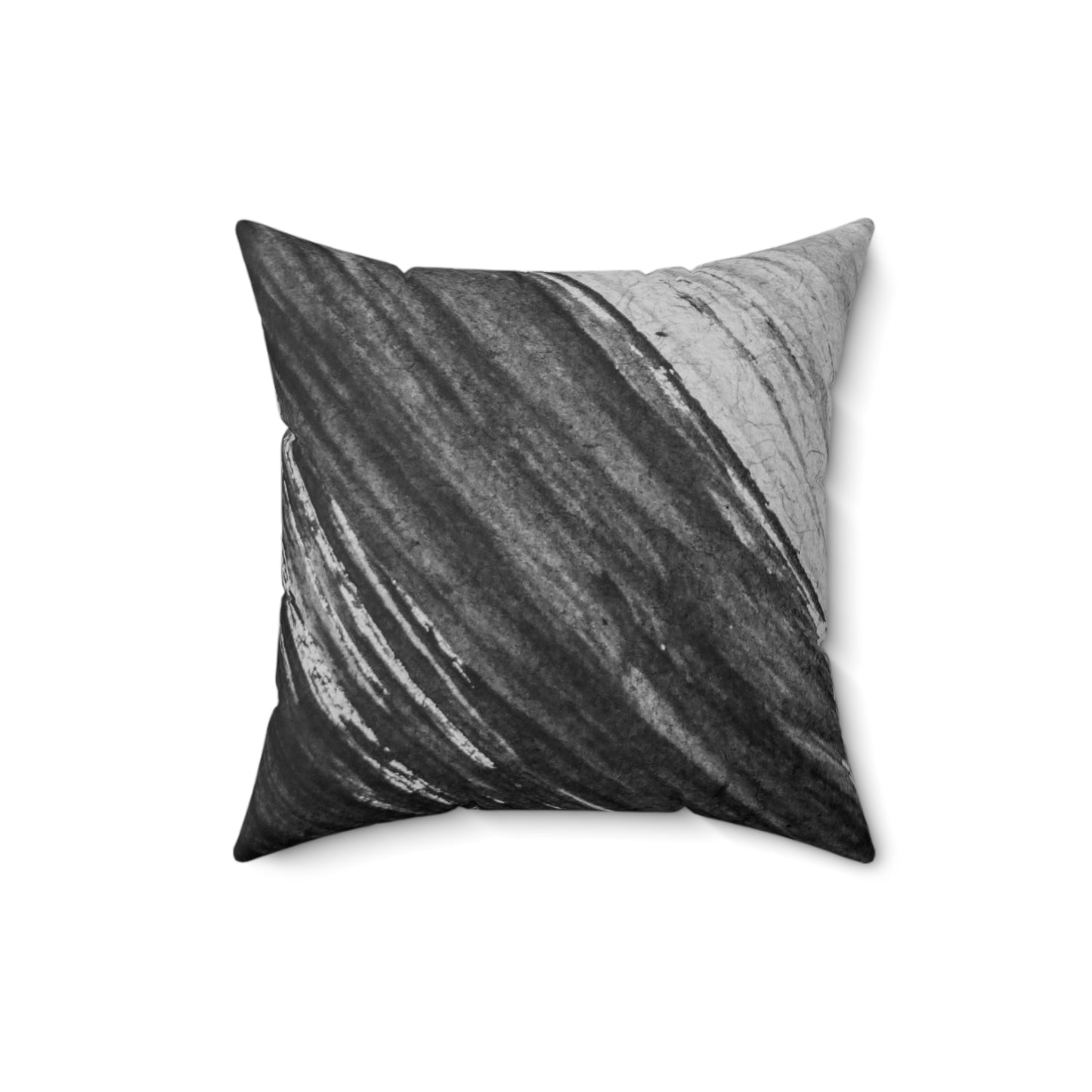 Gray and Black Paint Strokes Square Pillow
