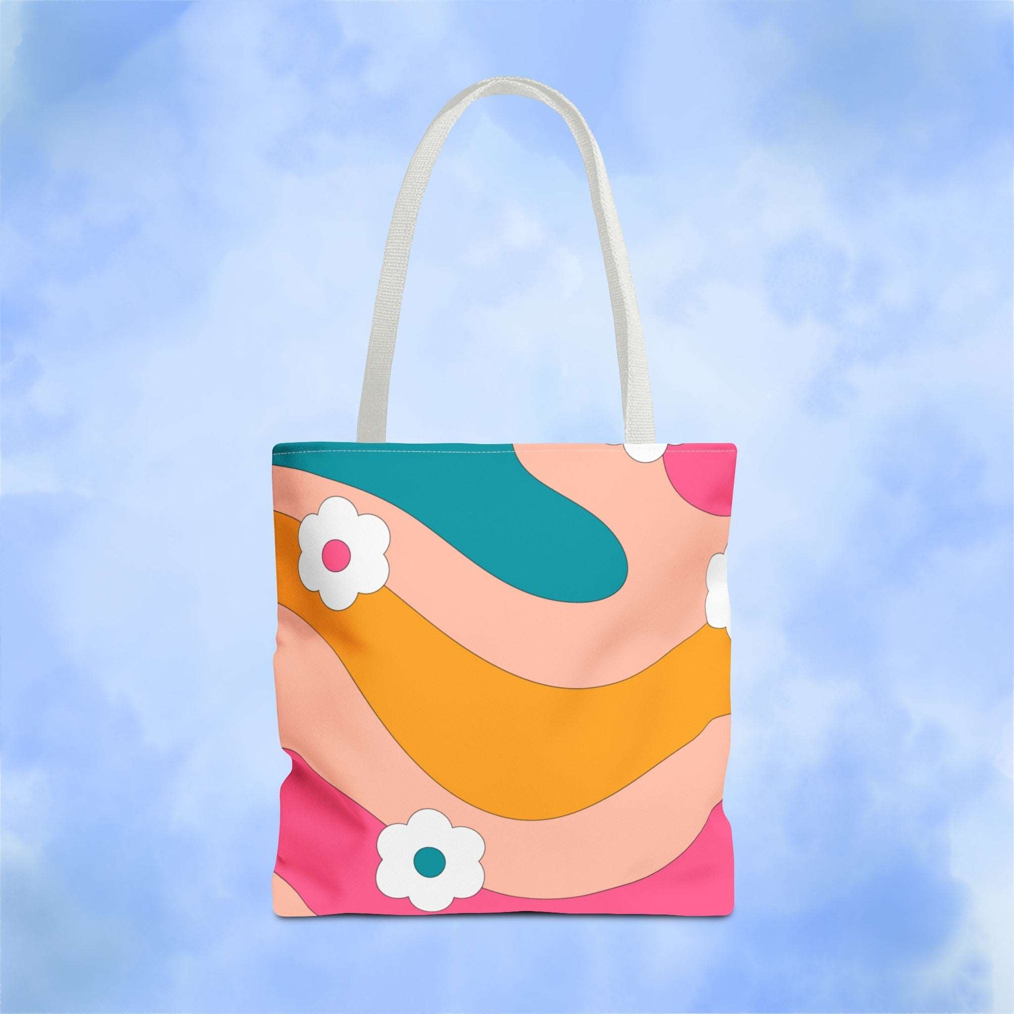 70s Floral Retro Aesthetic Tote Bag