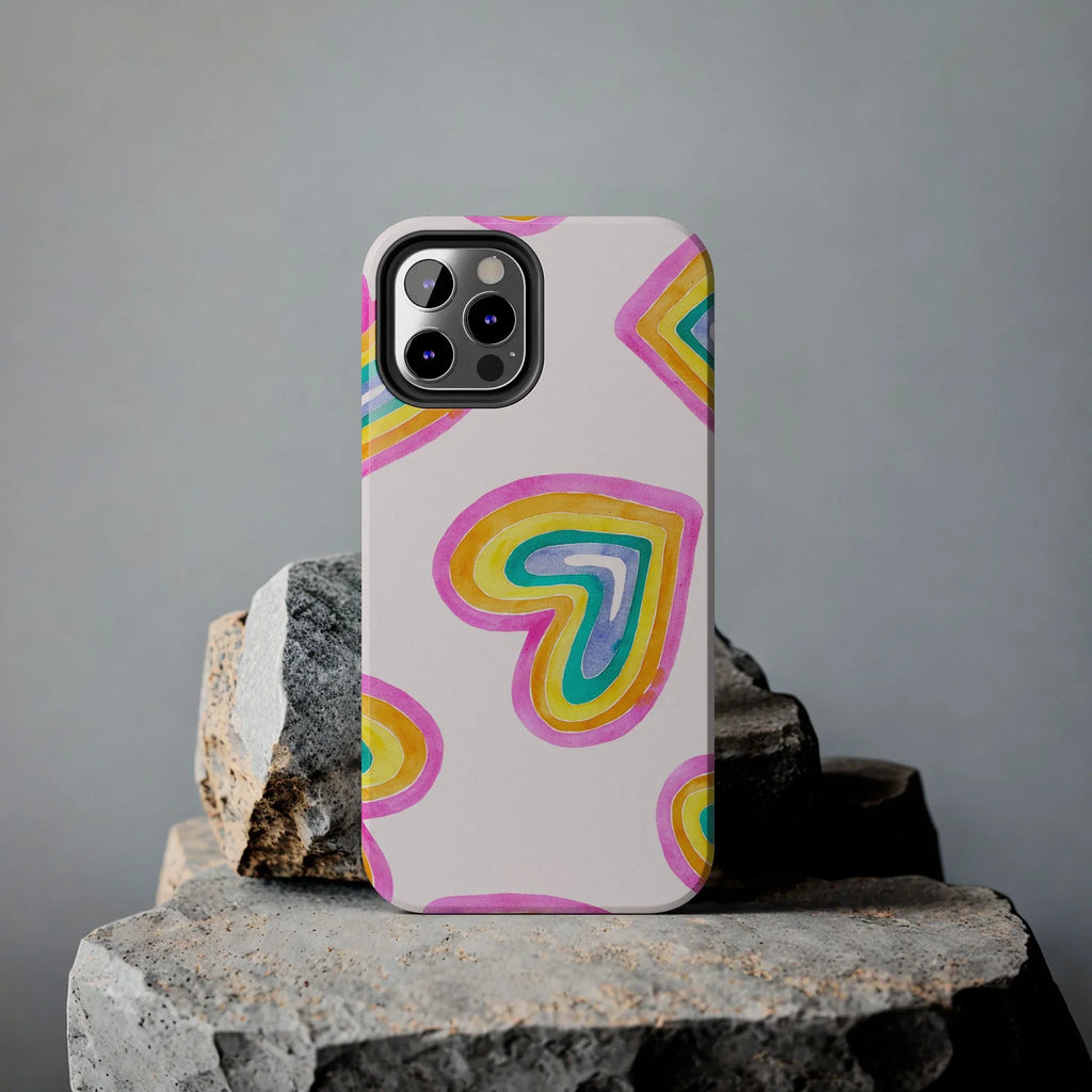 Rainbow Hearts Phone Case (Apple & Android) - Pink Sweetheart