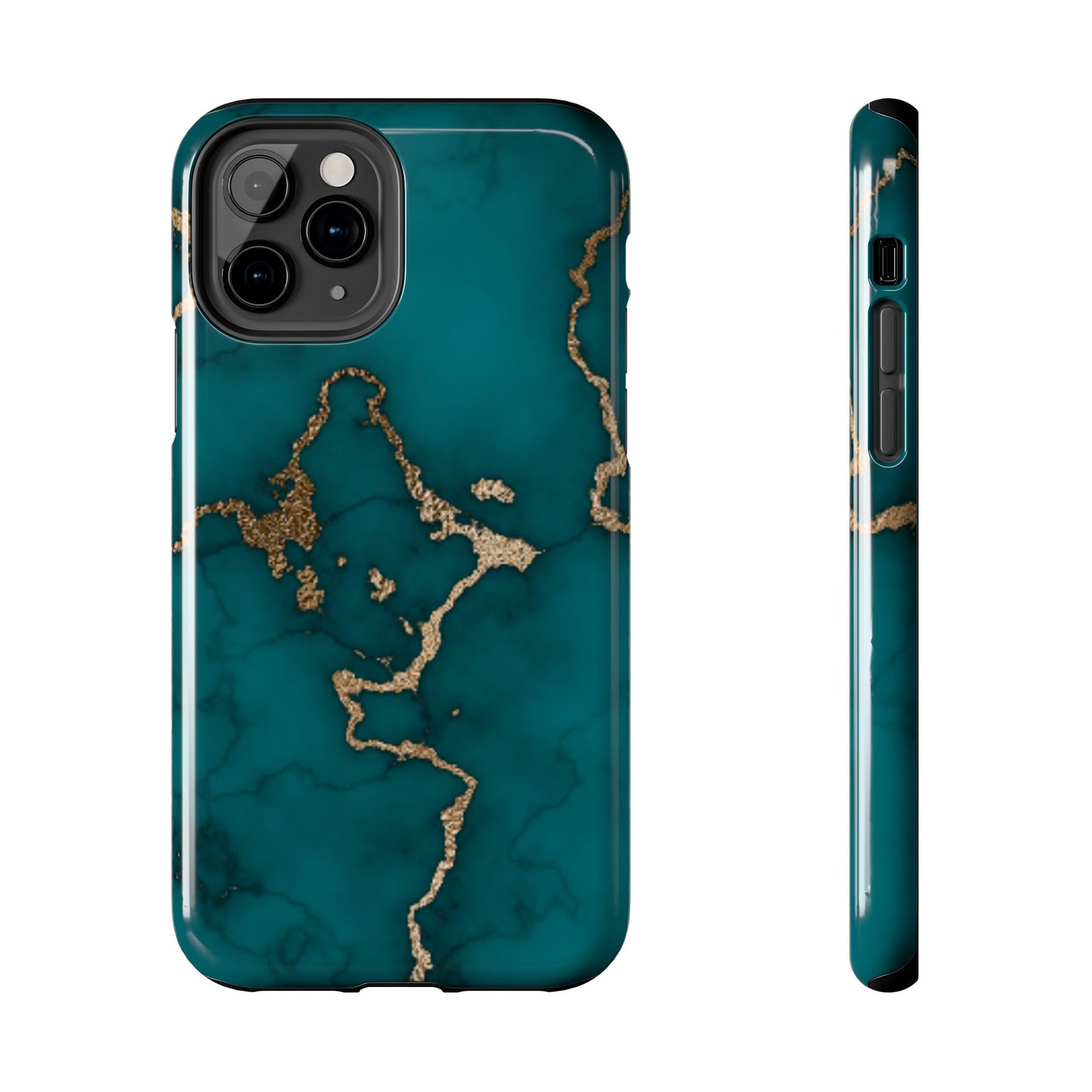 Green & Gold Marble Phone Case