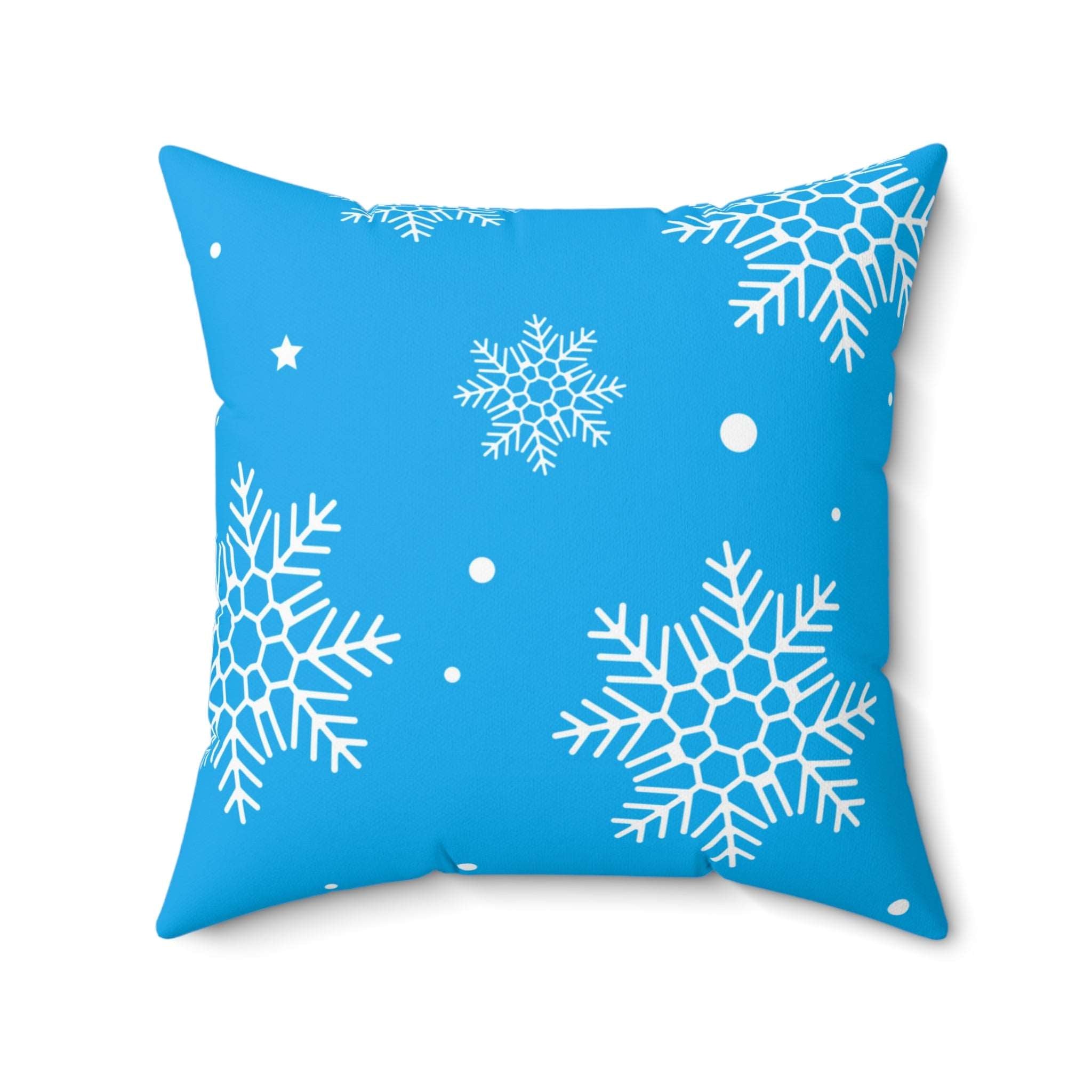 Frosty Blue Winter Snowflakes Square Pillow