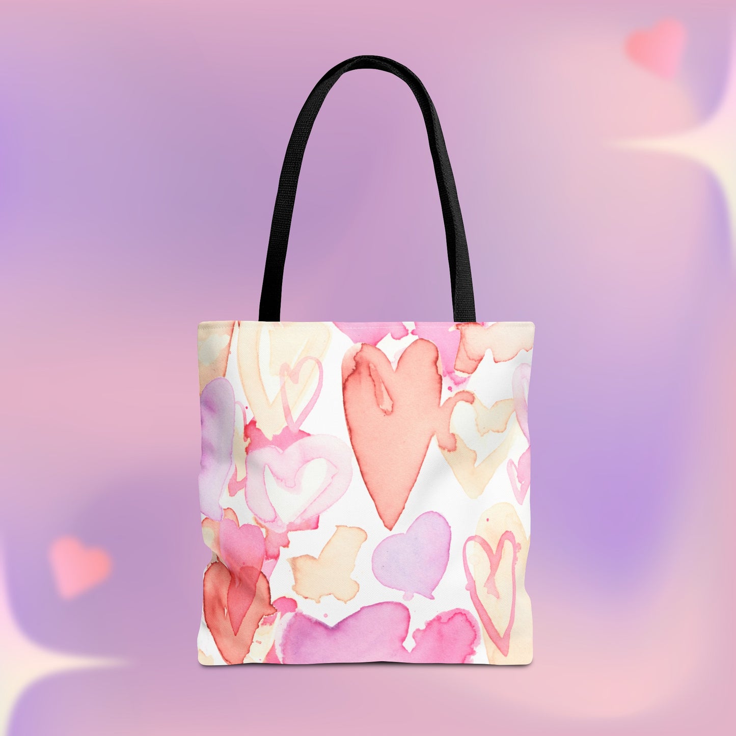 Watercolor Valentine Hearts Tote Bag