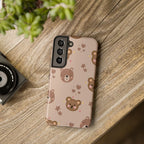 Boho Brown Bear Phone Case (Apple & Android) - Pink Sweetheart