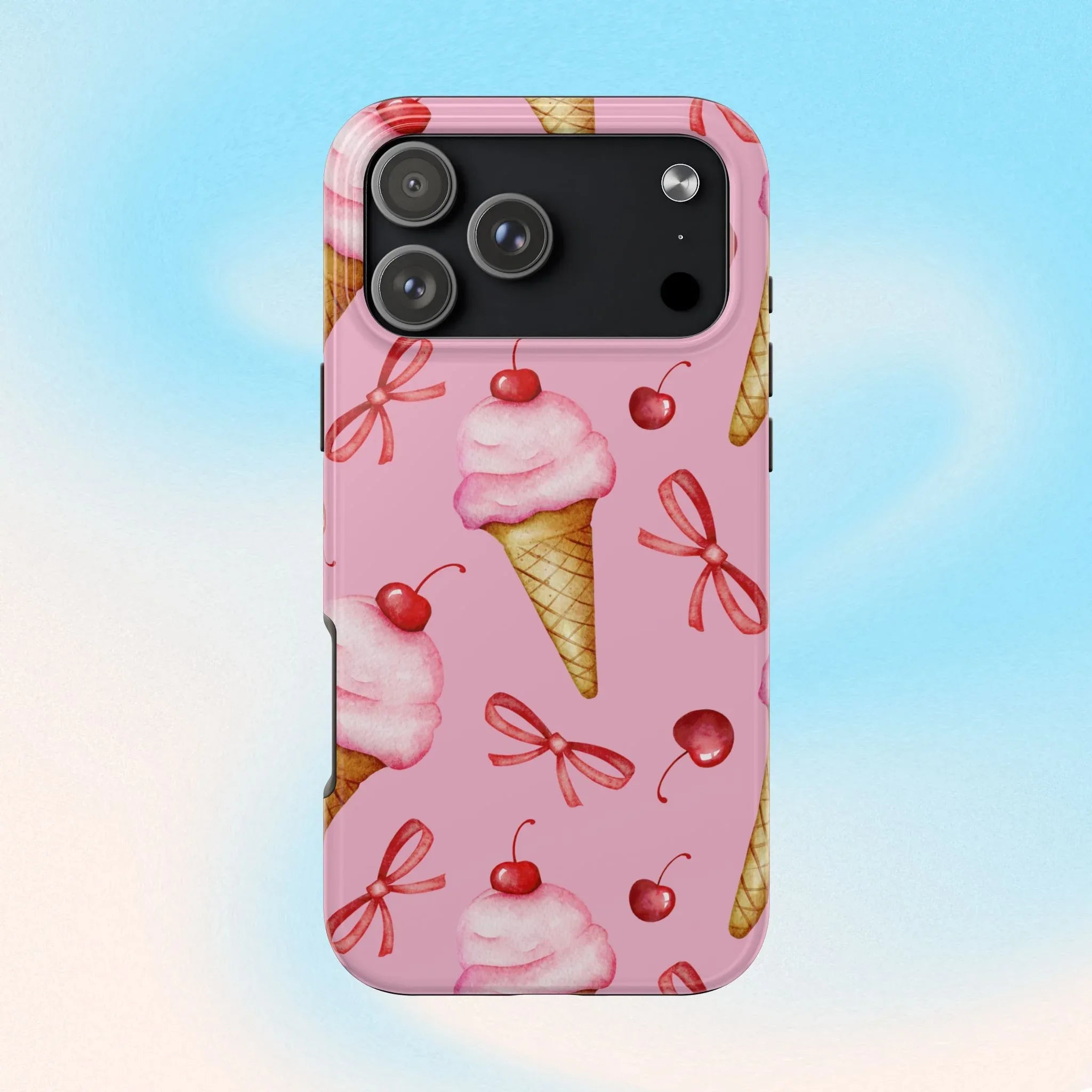 Cherry on Top Ice Cream Phone Case (Apple & Android) - Pink Sweetheart