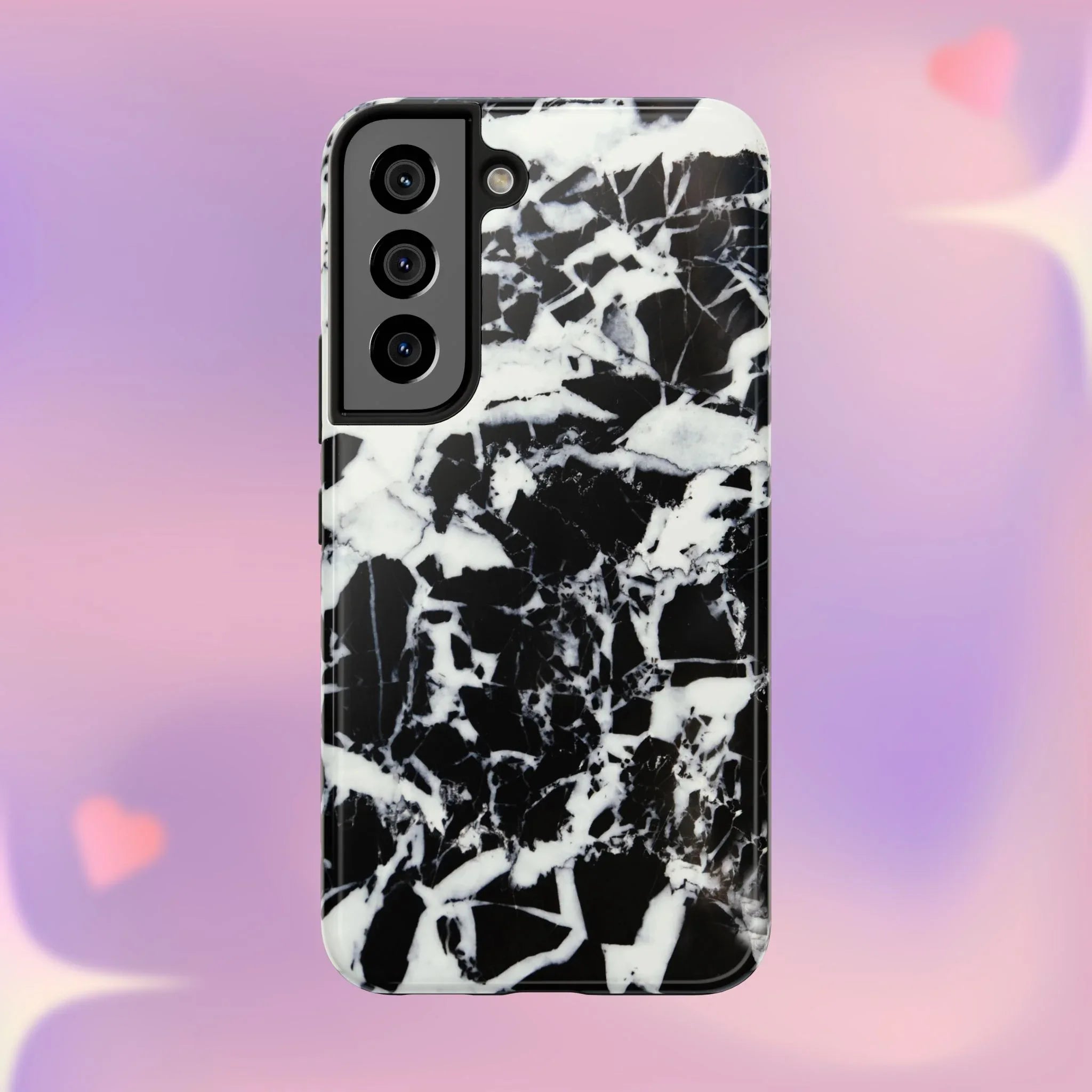 Black & White Shattered Phone Case (Apple & Android) - Pink Sweetheart