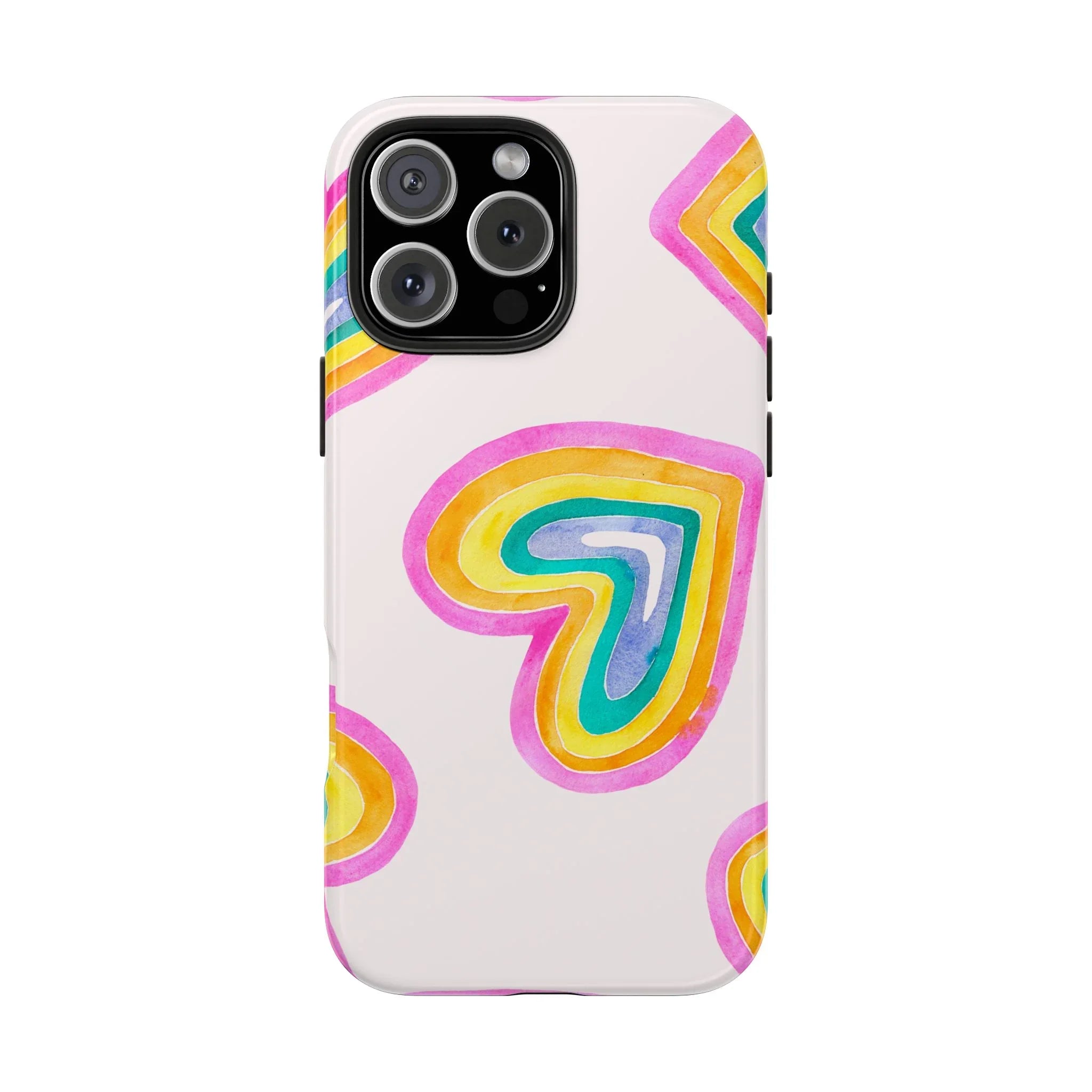 Rainbow Hearts Phone Case (Apple & Android) - Pink Sweetheart