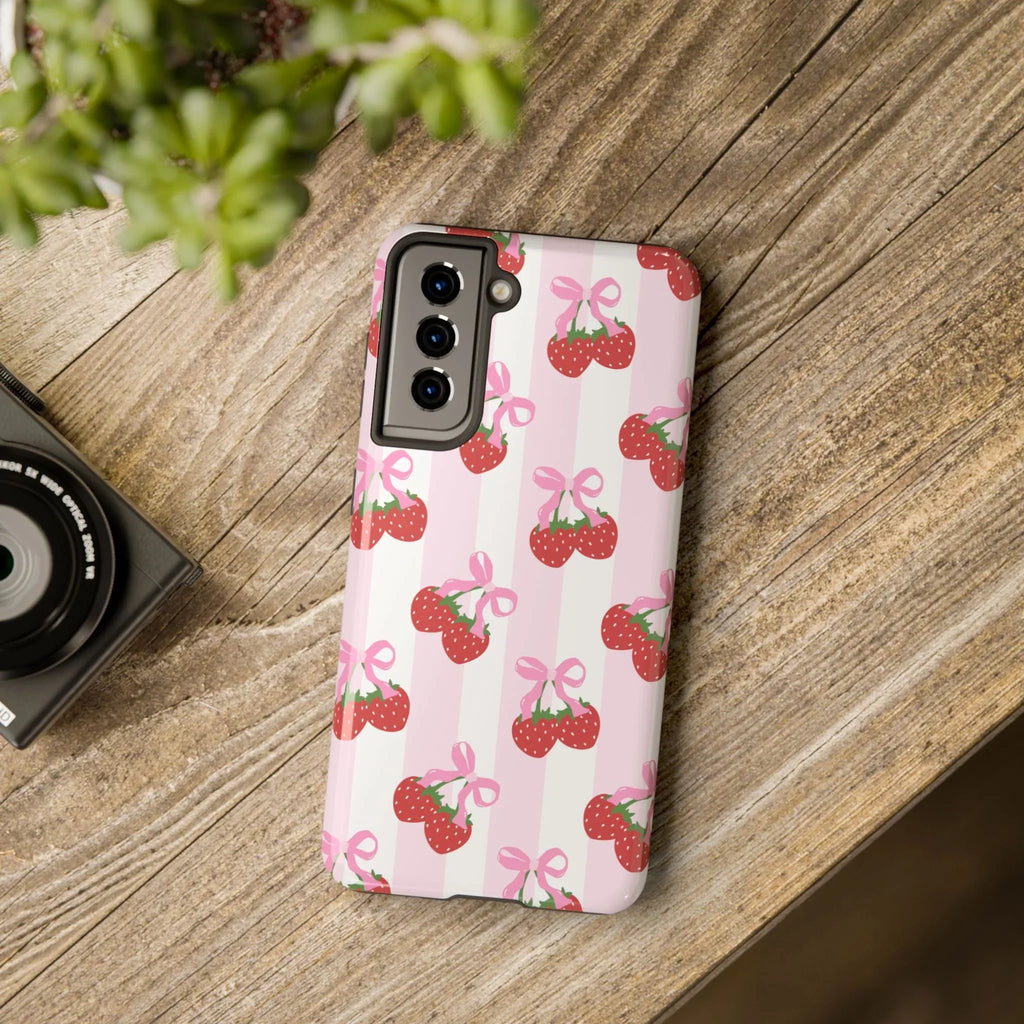 Strawberry Cherries Phone Case (Apple & Android) - Pink Sweetheart