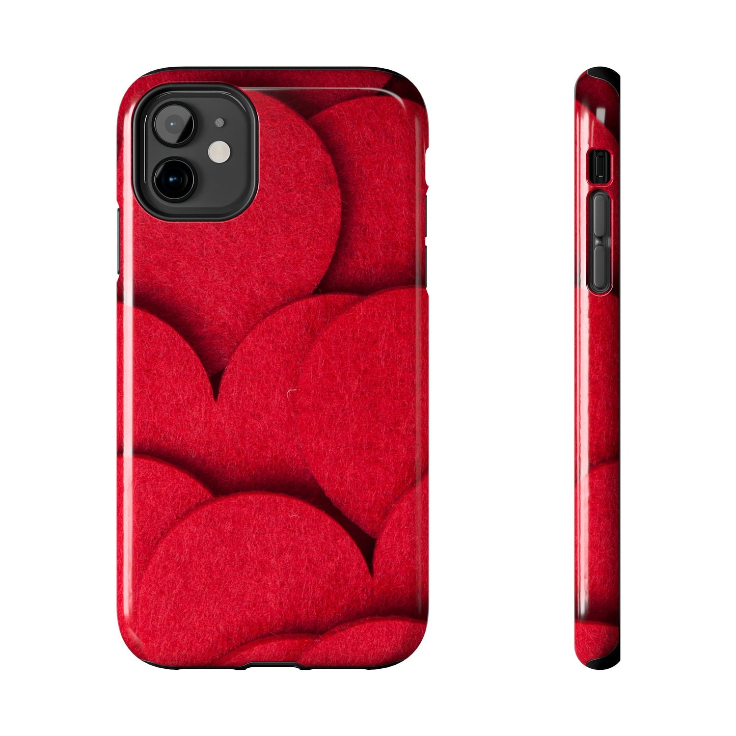 Big Red Felt Hearts Phone Case